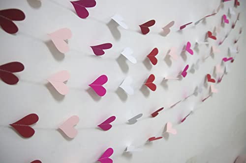 5 Pcs Heart Garland Banner, 100 Hearts Hanging Valentine's Day Decoration Garland for Anniversary Valentine's Day Wedding Birthday Party Decorations