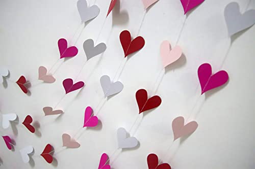 5 Pcs Heart Garland Banner, 100 Hearts Hanging Valentine's Day Decoration Garland for Anniversary Valentine's Day Wedding Birthday Party Decorations