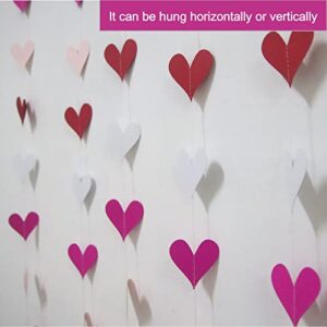 5 Pcs Heart Garland Banner, 100 Hearts Hanging Valentine's Day Decoration Garland for Anniversary Valentine's Day Wedding Birthday Party Decorations