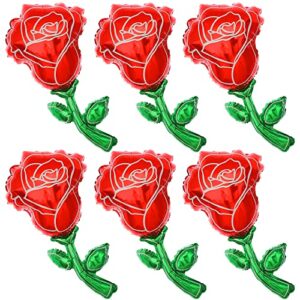 katchon, giant rose balloons 37 inch – pack of 6 | rose foil balloons, flower shaped balloons | rose shaped balloons, romantic decorations special night | happy birthday balloons red rose balloons