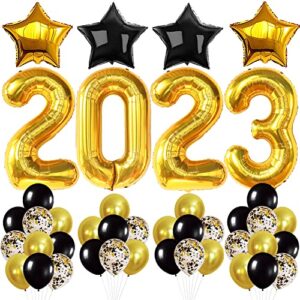 Big, 40 Inch Gold and Black 2023 Balloons Set - Graduation Decorations | Gold and Black Graduation Party Decorations | 2023 Numbers Balloons for Graduation Party Supplies, Class of 2023 Decorations