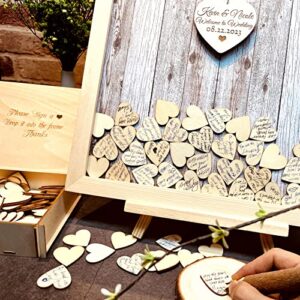 Wedding Guest Book Alternative Pen Sign Drop Top Wooden Frame for Baby Shower Birthday Party Decoration 120 Hearts