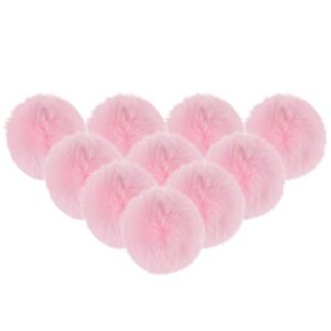 bluecell 10pcs 2.75inch artificial rabbit fur pom pom ball for handbag pendant key ring hats decoration (pink)