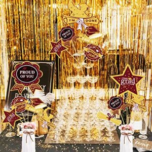 Graduation Party Decorations Maroon Gold 2023/Burgundy Gold Graduation Party Supplies Maroon Grad Table Centerpieces-24Pcs Burgundy Gold Black Graduation Sticks Class of 2023 Table Topper