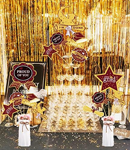 Graduation Party Decorations Maroon Gold 2023/Burgundy Gold Graduation Party Supplies Maroon Grad Table Centerpieces-24Pcs Burgundy Gold Black Graduation Sticks Class of 2023 Table Topper