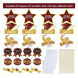 Graduation Party Decorations Maroon Gold 2023/Burgundy Gold Graduation Party Supplies Maroon Grad Table Centerpieces-24Pcs Burgundy Gold Black Graduation Sticks Class of 2023 Table Topper