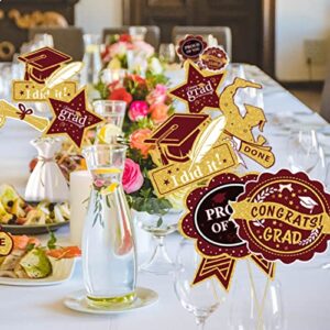 Graduation Party Decorations Maroon Gold 2023/Burgundy Gold Graduation Party Supplies Maroon Grad Table Centerpieces-24Pcs Burgundy Gold Black Graduation Sticks Class of 2023 Table Topper