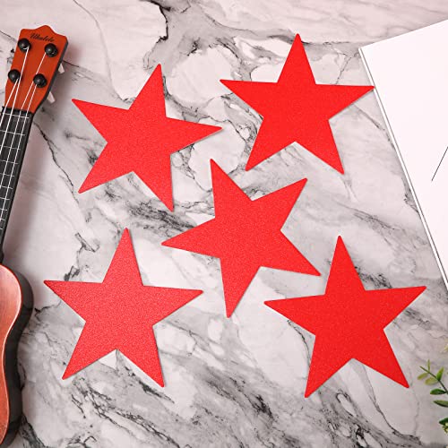 50pcs Glitter Star Cutouts, 6inch Twinkle Star Glitter Paper Confetti Star Shape Paper Cut Outs for Bulletin Board Classroom Wall Party Supplies (Red)