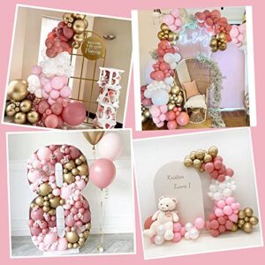 LyzzGlobo Dusty Pink Balloon Garland Kit, Pearl White Chrome Gold Light Pink Dusty Rose Balloons Arch Kit for Wedding Bridal Baby Shower Birthday Decorations