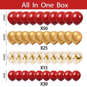 QUAXTAL 120Pcs Red and Gold Balloons Birthday Party Decorations, Ballons Balloon Garland Kit, Wedding Engagement Propose Valentine's Day Happy Anniversary New Year Gold,red