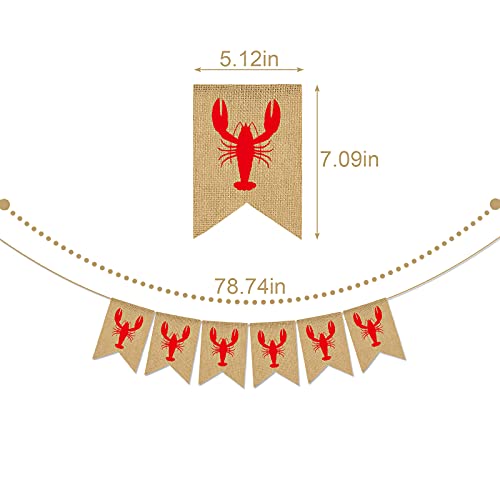 Pudodo Jute Burlap Crawfish Banner Rustic Summer Lobster Birthday Party Mantle Fireplace Decoration