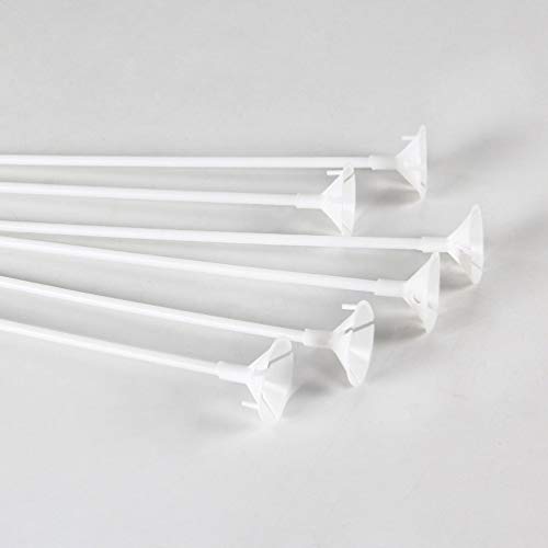 30 Pcs Plastic Balloon Sticks Holders and Cups for Birthday Party Wedding Ceremony Decoration Party Supplies, White