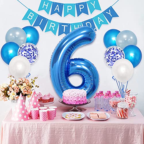 Number 6 balloon Blue, Number 6 Balloon 40 inch for 6th Birthday Party