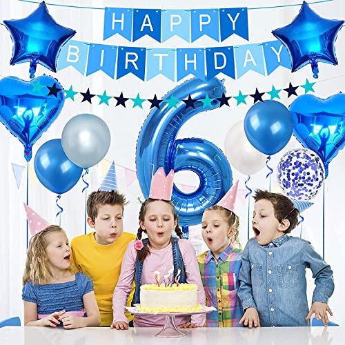 Number 6 balloon Blue, Number 6 Balloon 40 inch for 6th Birthday Party