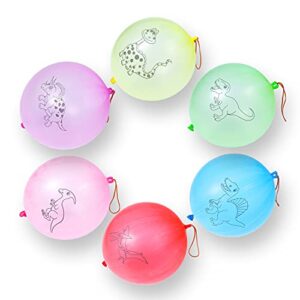 30 pack dinosaur punch balloons,18 inch strong balloon with rubber band handles,6 styles for daily games classroom decoration,birthday party favors for kids