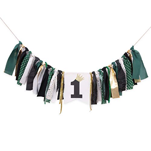 Wild One 1st Birthday Banner - Green and Black Wild One Birthday Decorations for Child’s 1st Birthday Party - Wild One Cake Smash Backdrop (Green Wild ONE)