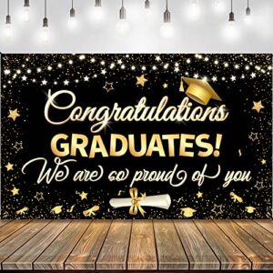 congratulations graduates banner – 72×44 inch | we are so proud of you banner for class of 2023 graduation decorations | graduation banner, graduation party decorations 2023 | congratulations banner