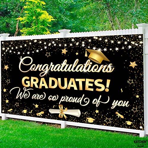 Congratulations Graduates Banner - 72x44 Inch | We Are So Proud Of You Banner for Class of 2023 Graduation Decorations | Graduation Banner, Graduation Party Decorations 2023 | Congratulations Banner