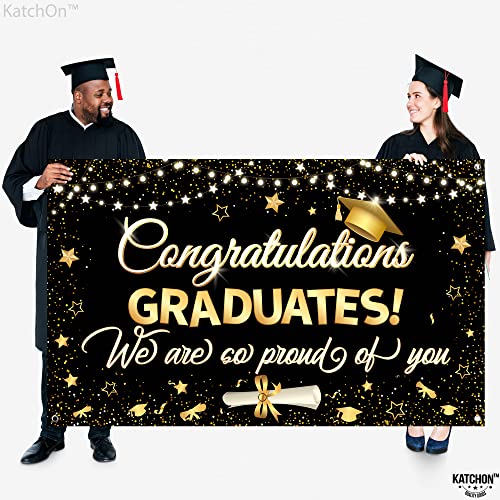 Congratulations Graduates Banner - 72x44 Inch | We Are So Proud Of You Banner for Class of 2023 Graduation Decorations | Graduation Banner, Graduation Party Decorations 2023 | Congratulations Banner