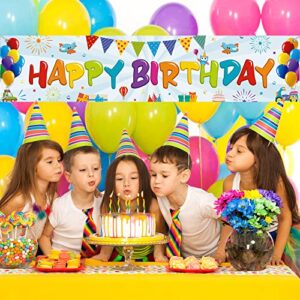 Colorful Happy Birthday Banner, Large Fabric Happy Birthday Sign Backdrop Background, Happy Birthday Yard Sign for Kids Birthday Party Decorations Girls Boys Bday Decor, 71 x 15.7 inches (Light)