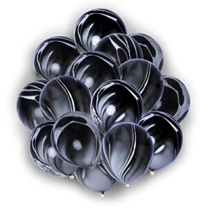 black marble balloons 12 inch marble agate latex balloons 50pcs black and white marble balloons tie dye black balloons for birthday party decorations wedding baby shower halloween festival photobooth