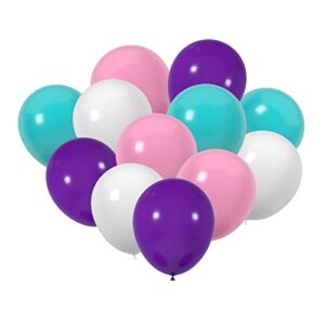 60 pcs 12 dark violet purple teal pink white inch latex balloons decorations, birthday wedding baby shower party balloons decorations(dark violet purple cyan pink white)