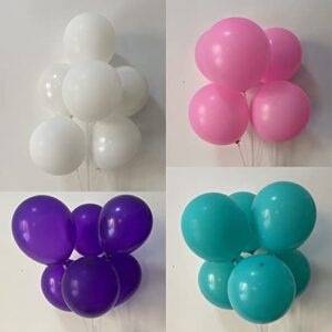 60 pcs 12 Dark Violet Purple Teal Pink White Inch Latex Balloons Decorations, Birthday Wedding Baby Shower Party Balloons Decorations(Dark Violet Purple Cyan Pink White)