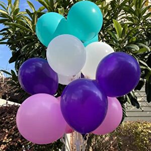 60 pcs 12 Dark Violet Purple Teal Pink White Inch Latex Balloons Decorations, Birthday Wedding Baby Shower Party Balloons Decorations(Dark Violet Purple Cyan Pink White)