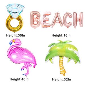 Asonlye Beach Bach Balloons, Beach Bachelorette Party Supplies Decorations - Hawaii Luau Flamingo Ring Palm Tree, Tropical Summer Party Banner