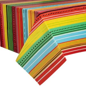 6 disposable mexican serape fiesta tablecloths 54″ x 108″ rectangle colorful striped poncho plastic table cover party supplies decor for mayo fiestas holiday birthday buffet banquet picnic table cloth