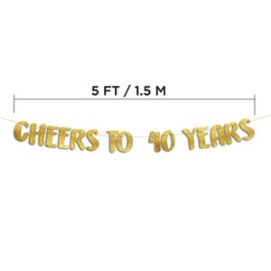 Cheers to 40 Years Gold Glitter Banner - 40th Anniversary and Birthday Party Decorations