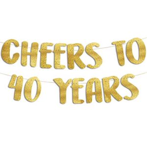 cheers to 40 years gold glitter banner – 40th anniversary and birthday party decorations