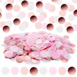 Grevosea 6000 Pieces Tissue Paper Confetti, Circle Table Confetti 1 Inch Round Paper Confetti Dots Valentines Confetti for Wedding Birthday Anniversary Christmas Party Decoration(Rose Gold)