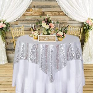 50”x50” square silver sequin tablecloth select your color & size can be available ! sequin overlays, runners, gatsby wedding, glam wedding decor, vintage weddings
