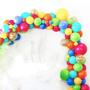 circus carnival party balloons garland arch kit, fiesta rainbow party balloons, red yellow blue balloon decoration strip for baby shower, paw birthday party, wedding party decorations