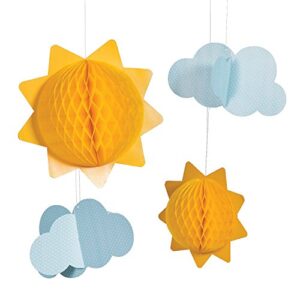 you are my sunshine sun and clouds tissue balls – 4 hanging party pieces