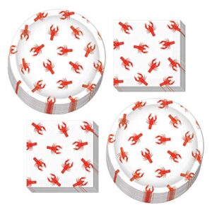 crawfish boil party supplies – crawfish dinner plates and napkins for mardi gras and seafood festivals (serves 16)