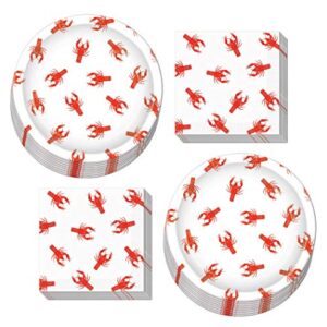 Crawfish Boil Party Supplies - Crawfish Dinner Plates and Napkins for Mardi Gras and Seafood Festivals (Serves 16)