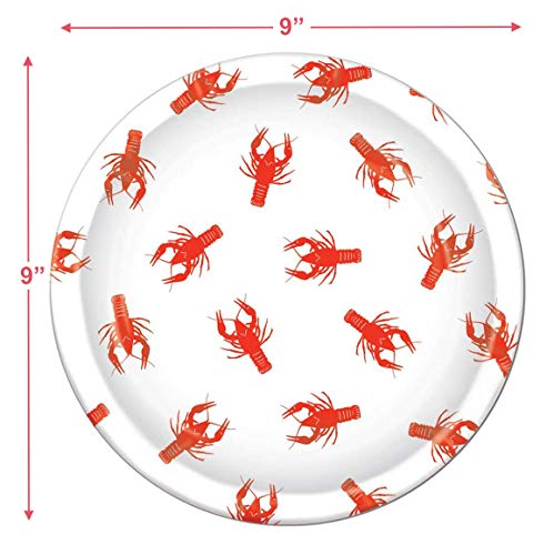 Crawfish Boil Party Supplies - Crawfish Dinner Plates and Napkins for Mardi Gras and Seafood Festivals (Serves 16)