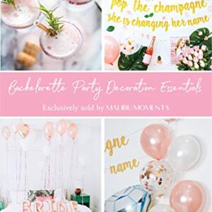 Bachelorette Party Decorations Kit | Bridal Shower Supplies | Bride to Be Sash, Ring Foil, Rose Balloons, Glitter Banner | Pop The Champagne She is Changing Her Name (Gold)