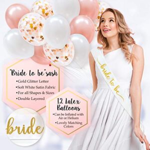 Bachelorette Party Decorations Kit | Bridal Shower Supplies | Bride to Be Sash, Ring Foil, Rose Balloons, Glitter Banner | Pop The Champagne She is Changing Her Name (Gold)