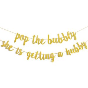 bachelorette party decorations glitter gold”pop the bubbly she is getting a hubby” banner bridal shower engagement wedding girls night out hen party supplies golden photo props