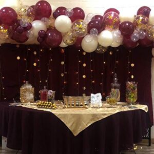 Wine Burgundy Balloon Garland Kit, 12" 5" Burgundy Balloons Gold Confetti Balloon 16 Feet Balloon Strip Tape Set for Burgundy Theme Party Wedding Decorations