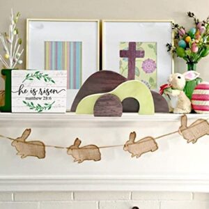 Ahzemepinyo Easter Resurrection Scene Set  He is Risen Wooden Tabletop Centerpieces Decorations The Tomb was Empty Signs for Jesus Easter Home Holiday Table Décor