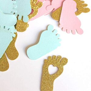 Footprint Baby Shower Confetti for Gender Reveal Party Table Decorations,Baby Gender Party Favor Candy Box/Bag DIY Decor Supplies 250CT