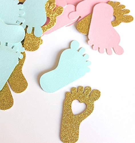 Footprint Baby Shower Confetti for Gender Reveal Party Table Decorations,Baby Gender Party Favor Candy Box/Bag DIY Decor Supplies 250CT