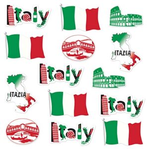 beistle 53674 italian cut outs 14 piece italy decorations international around the world party supplies, 12″-16″, red/white/green/black