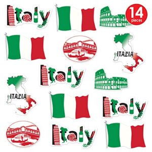 Beistle 53674 Italian Cut Outs 14 Piece Italy Decorations International Around The World Party Supplies, 12"-16", Red/White/Green/Black