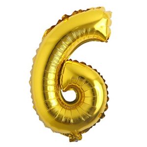16″ inch single gold alphabet letter number balloons aluminum hanging foil film balloon wedding birthday party decoration banner air mylar balloons (16 inch gold 6)