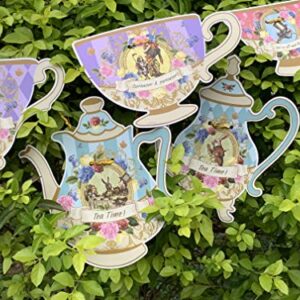 Alice In Wonderland Hanging Teapot & Tea Cup Bunting for Mad Hatter Tea Party